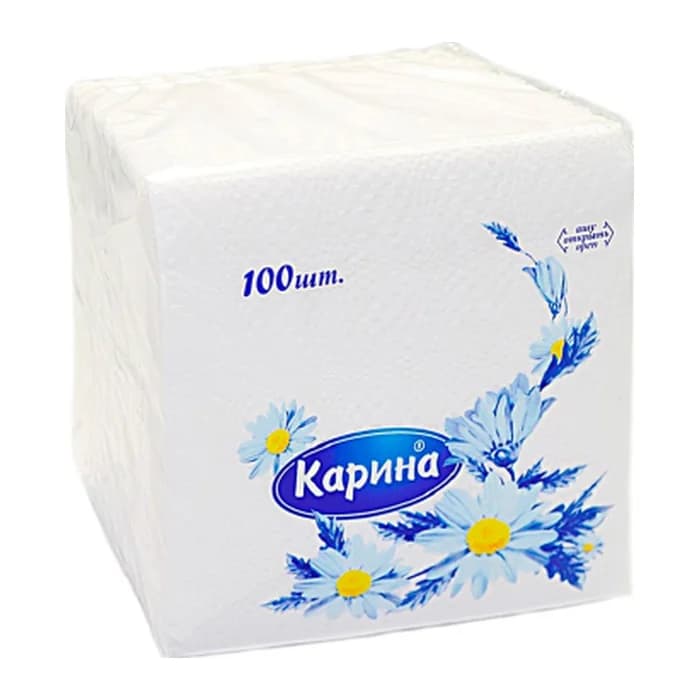 Салфетки Карина 24*24 белые 1 слойные