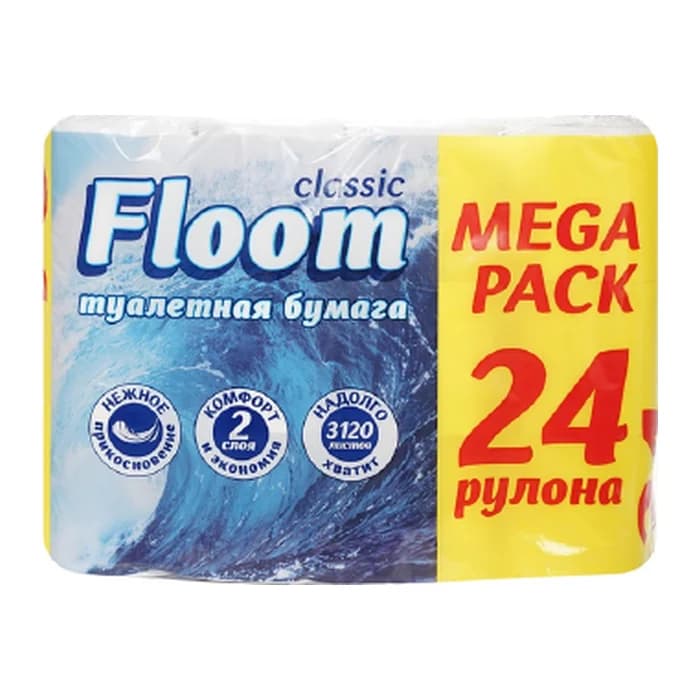 туаелтная бумага 2х слойная Floom 24шт