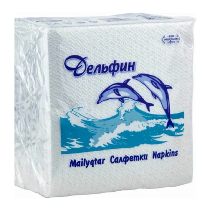 Салфетки Дельфин 24*24 бело-серые 1 слойные