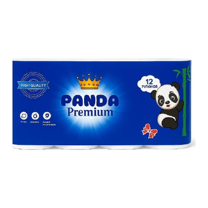 Туалетная бумага пятислойная без втулки 12шт PANDA